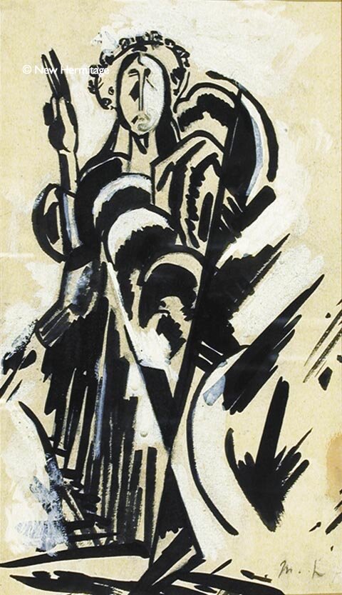  Ларионов М. (1881-1964) Благословляющий архангел, конец 1910-х Бумага, белая гуашь, 20,5 х 11,5