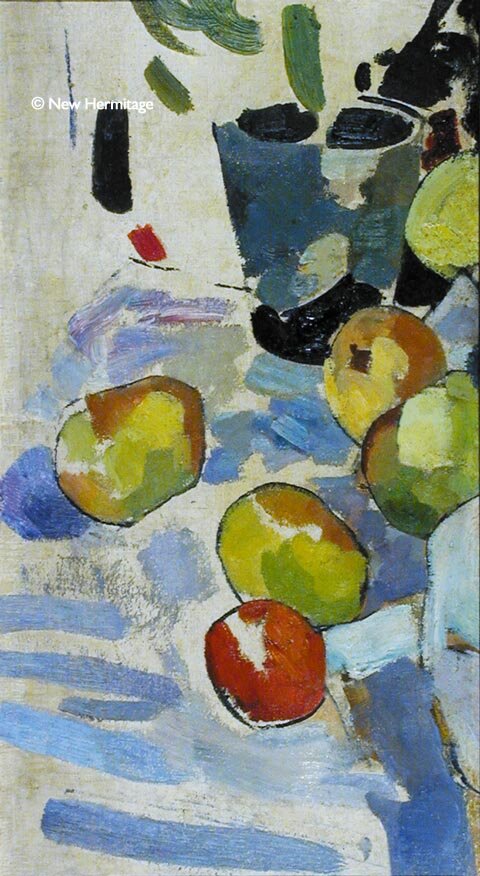  Рудольф Н. (1894-1973) Натюрморт яблоками, 1910-е Холст, масло, 48 х 25,7