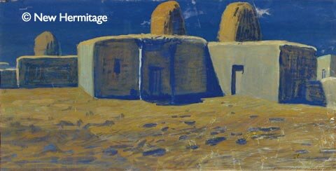  P.Kuznetsov 1878-1968 The Central Asia Tempera on cardboard, 26 x 50 cm